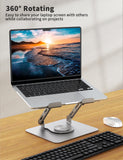 1 x RAW Customer Returns SOUNDANCE laptop stand with 360 rotating base, ergonomic computer riser for desk, foldable laptop holder, stable support 10-15.6 inch notebook, silver gray - RRP €30.41