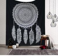 8 x Brand New Black White Tapestry Mandala Dream Catcher Elephant Boho Wall Cloth Hippie Multicolored Wall Hanging Mandala Blanket Cloth Large Indian Cotton Bohemian Wall Cloths Mandala Christmas Gift 84x94 inch - RRP €163.2