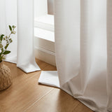 1 x RAW Customer Returns Topfinel voile curtains with eyelets, semi-transparent curtain, linen structure, yarn pattern, window curtain for room, office, set of 2, 260 x 140 HxW , white - RRP €31.37