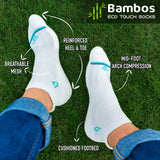 1 x RAW Customer Returns BAMBOS Eco-Touch 3 Pairs of Sneaker Socks Men Women Short Sports Socks Running, Gym Fitness Unisex Bamboo Socks EU 43-46, Eco White  - RRP €13.99