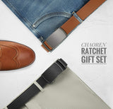 1 x RAW Customer Returns CHAOREN Men s Belt 2 Pieces, Men s Leather Belt with Automatic Ratchet Buckle, 35mm Wide Belt, Adjustable Trim to Fit - RRP €40.28