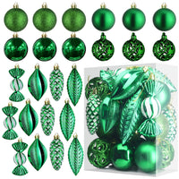 1 x Brand New Prextex 24 Green Christmas Baubles for Christmas Decorations - Unbreakable Christmas Baubles with Hanging Wire for Holiday Decoration - Christmas Baubles Combo of 8 Baubles and Shapes  - RRP €19.99