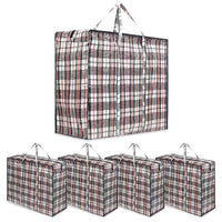 1 x RAW Customer Returns Jumbo Bag with Zipper Storage Bag Clothes Storage Bag Large Bags XXL Checked Plastic Bag with Zipper Underbed Storage Pack of 5  - RRP €19.67