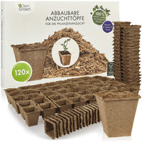 1 x RAW Customer Returns OwnGrown degradable cultivation pots square 120x premium cultivation pots made of wood fibers - biodegradable - plant pots for growing plants - peat-free, without pricking out - RRP €12.1