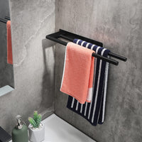 1 x RAW Customer Returns KROCEO towel holder without drilling black stainless steel towel holder double without drilling 39CM - RRP €17.04