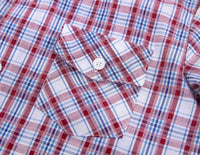 3 x Brand New BIENZOE Boys Cotton Plaid Button Down Shirt Navy Dark Red Size 7 8 - RRP €68.97