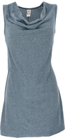 1 x RAW Customer Returns GURU SHOP mini dress with waterfall neckline, comfortable sleeveless mini dress, grey blue, synthetic, size M 38  - RRP €34.19