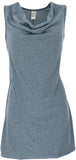 1 x RAW Customer Returns GURU SHOP mini dress with waterfall neckline, comfortable sleeveless mini dress, grey blue, synthetic, size M 38  - RRP €34.19