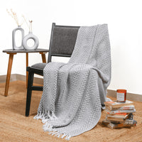 1 x RAW Customer Returns Wild Dove Grey Woven Rustic Throw Blanket Country Style Cotton Luxurious Quality Throw for Sofa Couch Bed Perfect for Indoor and Outdoor Use 50 x 60  - RRP €18.73