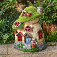 1 x RAW Customer Returns TERESA S COLLECTIONS Resin Fairy House Mushroom Garden Decoration with Solar Lamp Gifts for Girls Mom Lawn Balcony 19.5cm - RRP €26.21