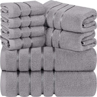 1 x RAW Customer Returns Utopia Towels - 8-Pack Towel Set with Hanging Loop Made of 97 Cotton, Absorbent and Quick-Drying 2 Bath Towels, 2 Hand Towels, 4 Washcloths Cool Gray  - RRP €29.99