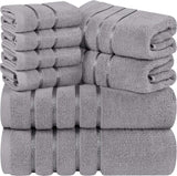 1 x RAW Customer Returns Utopia Towels - 8-Pack Towel Set with Hanging Loop Made of 97 Cotton, Absorbent and Quick-Drying 2 Bath Towels, 2 Hand Towels, 4 Washcloths Cool Gray  - RRP €34.99