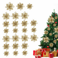 1 x RAW Customer Returns BELLE VOUS Artificial Flowers Christmas Decoration Pack of 45 Artificial Poinsettias - Red, Silver and Gold with Glitter - Christmas Poinsettia for Garlands, Tree, Wreaths, Crafts - RRP €10.2