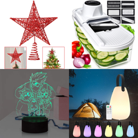 Brand New Job Lot Pallet - 5 Pointed Star Christmas Tree Decoration 20cm, 3D Optical Colour Changing LED Table Lamp, Vegetable Slicers, Baby Night Light Letters, Paddling Pools - 140 Items - RRP €2982.59