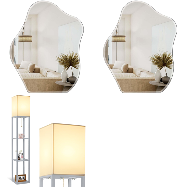 Brand New Pallet - Muzilife Frameless Hanging Mirrors & DEANIC Floor Lamps - 33 Items - RRP €2159.46