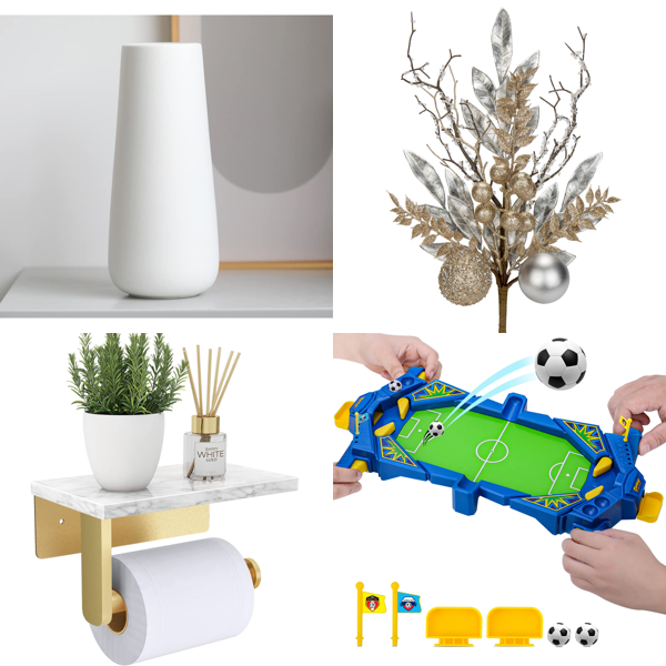 Brand New Pallet - Ceramic Vase, Toilet Paper Holder, Artificial Leaves & Football Table Games - 93 Items - RRP €1673.5