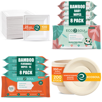 Brand New Pallet - ECO SOUL Plates & Baby Wipes - 59 Items - RRP €1696.88