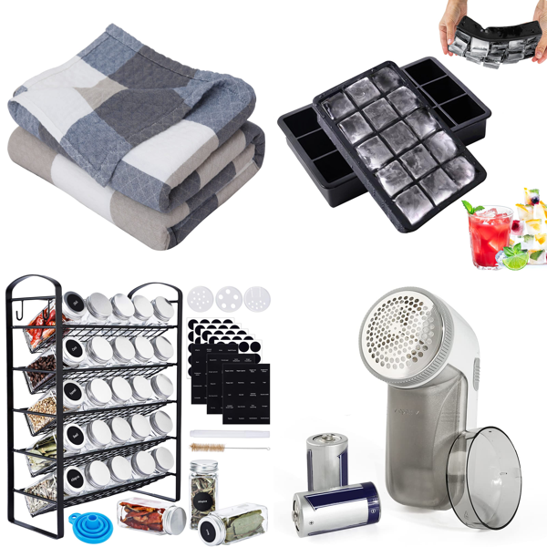 Brand New Pallet - LHGOGO Cuddly Blankets, BAKHK Spice Racks, Waldspring ice cube , Lint Shavers -  195 Items - RRP €2730.5