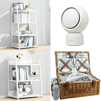 Brand New Pallet - Bookshelfs, Ceramic fans heater , Wicker picnic baskets,  Blankets & more ... - 64 Items - RRP €1748.03