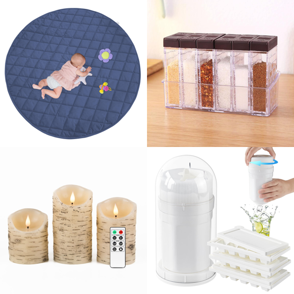 Brand New Pallet - Baby Play Mats , Fanna 3 LED flameless real wax candles, Bosdontek spice jars  & more ... - 119 Items - RRP €1814.23