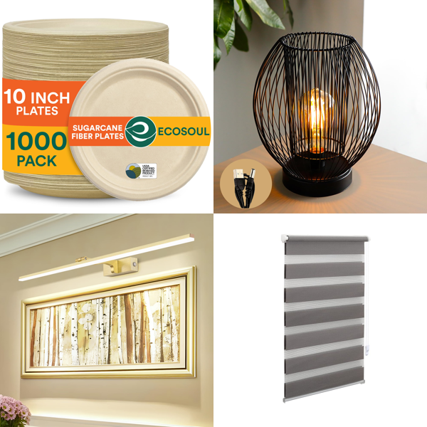 Brand New Pallet - Dimmable Picture Wall Light, Paper Plates, Table Lamp, Shower Seals -19 Items - RRP €1272.11