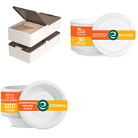 Brand New Pallet - Closet Boxes & Pearl White 100 Compostable 350ml Bagasse Paper Bowls - 92 Items - RRP €1616.08