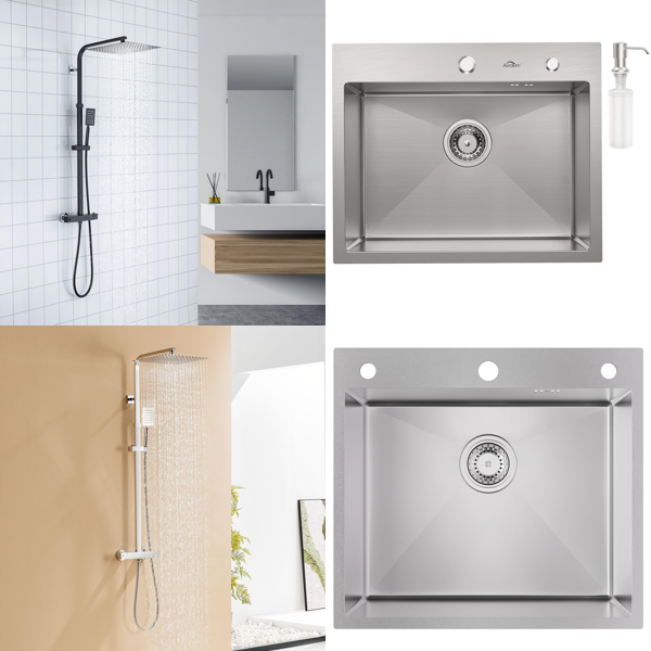 RAW Customer Returns Pallet - shower systems, stainless steel sinks - 17 Items - RRP €2264.82