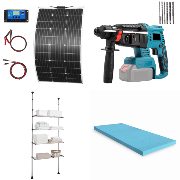 RAW Customer Returns Pallet - 100W Flexible Solar Panel , Tools, Clothes &  Mattress Topper s -111 Items - RRP €2787.86