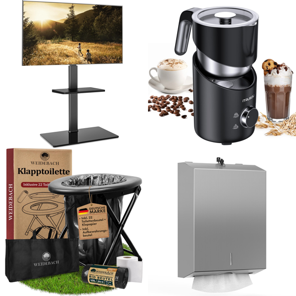 RAW Customer Returns Pallet - FITUEYES TV stand , Camping toilets, Electric Milk Frothers & Mix -  114 Items - RRP €3155.71