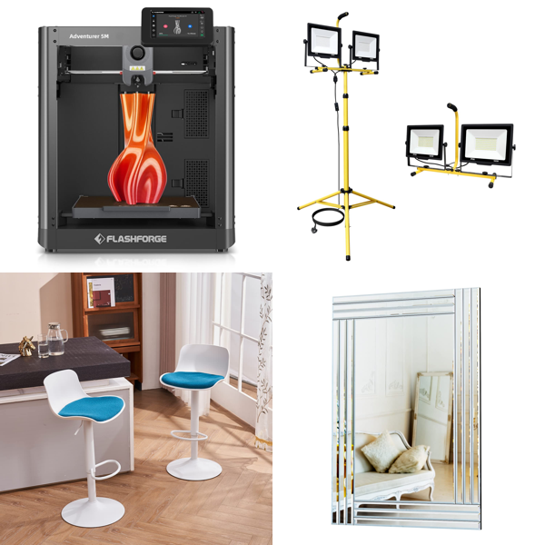 RAW Customer Returns Pallet -FLASHFORGE Adventurer 5M 3D Printers, Bar Stools, Work Floodlight,  Shorts, Summer Blouses & more ... -  154 Items - RRP €5304.24