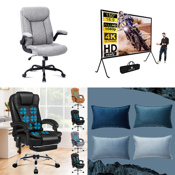 RAW Customer Returns Pallet - Ergonomic Office Chairs, Projector Drape 150, Cushion Covers - 143 Items - RRP €2271.81