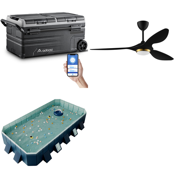 RAW Customer Returns Pallet -  AAOBOSI 95L compressor cool box, Kyaoayo Pools & Reiga Ceiling Fan - 5 Items - RRP €1811.48