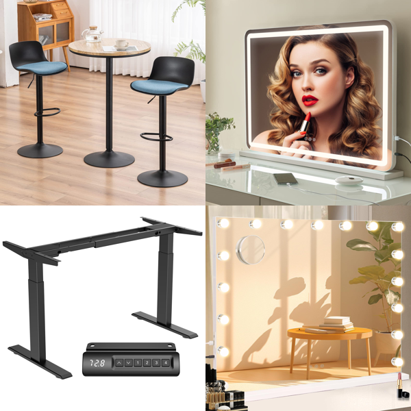 RAW Customer Returns Pallet -YOUNIKE bar stools set , Hollywood makeup mirror , Storage jars & more ...- 18 Items - RRP €1820.58