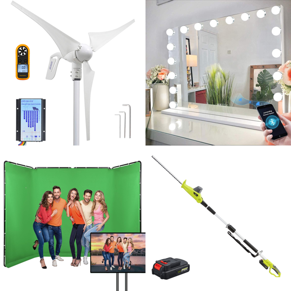 RAW Customer Returns Pallet - Pikasola Wind Turbine Generator , GSKAIWEN Portable Large Green Backdrop, Cordless hedge trimmer & more ...-   29 Items - RRP €1740.32