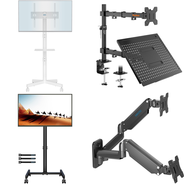 RAW Customer Returns Pallet - BONTEC Mobile TV stands, BONTEC TV wall mounts -  43 Items - RRP €1262.03