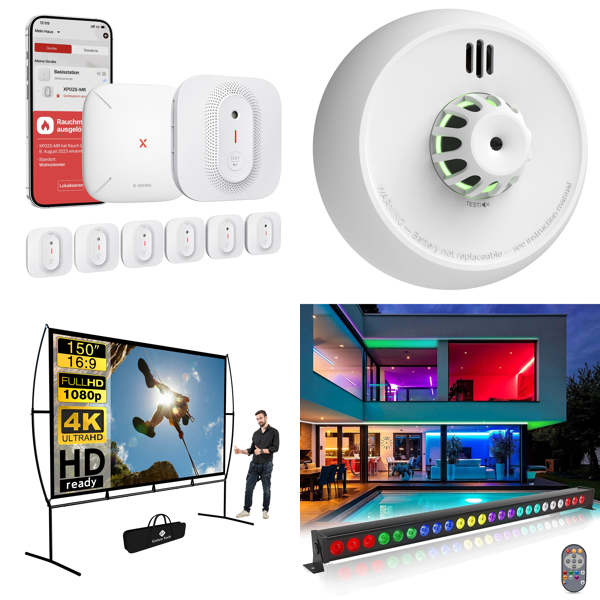 RAW Customer Returns Pallet - X-Sense wireless networked smoke detectors WLAN, Projector Screens & more ... - - 151 Items - RRP €6048.4