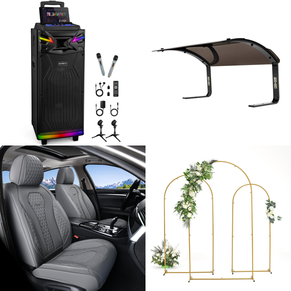 RAW Customer Returns Pallet - Professional Karaoke, Car Seat Covers, Robotic Lawnmower Garage, Balloon Arch, Wall Lights - 17 Items - RRP €1225.71