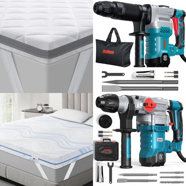 RAW Customer Returns Pallet - 	BedStory Toppers,  Hammer drills & more ... -  34 Items - RRP €2388.24