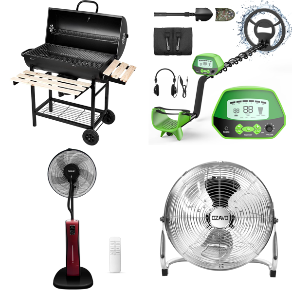 RAW Customer Returns Job Lot Pallet - Charcoal Grills, Metal Detector, Tower & Pedestal Fans - 27 Items - RRP €1393.3