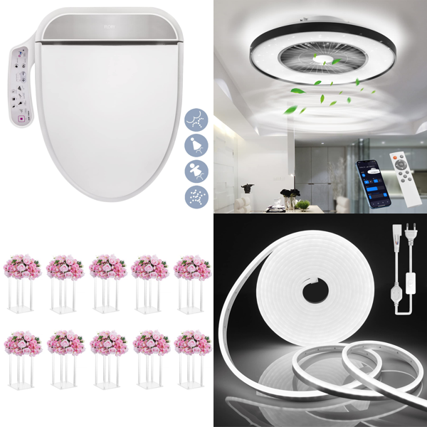 RAW Customer Returns Job Lot Pallet - Electronic Bidet Heated Seat, LED Ceiling Light, LED Strip Lights, Travel Bags, Cutlery - 65 Items - RRP €3185.37