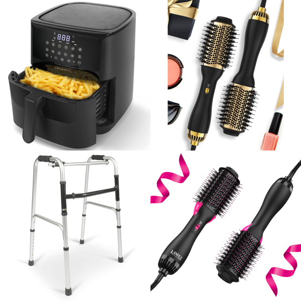 RAW Customer Returns Job Lot Pallet - Air Fryers, Hot Air Styling Brush, Massage Pillow - 64 Items - RRP €2739.1