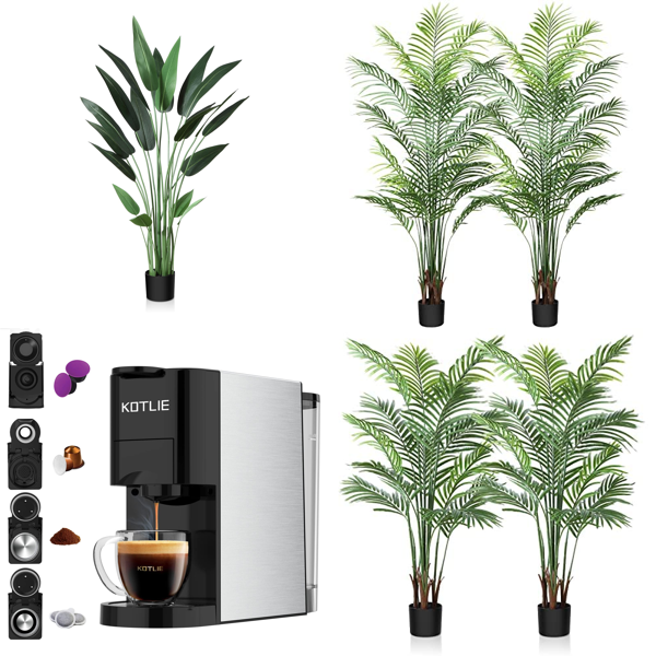 RAW Customer Returns Job Lot Pallet - Artificial Plants, Coffee Machines, Tarpaulin & Ligting -  59 Items - RRP €2385.93