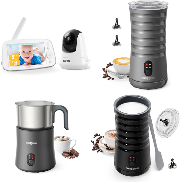 RAW Customer Returns Job Lot Pallet - Electric Milk Frothers, Baby Camera Monitor, Table Fans, Desk Lamps - 111 Items - RRP €3810.84