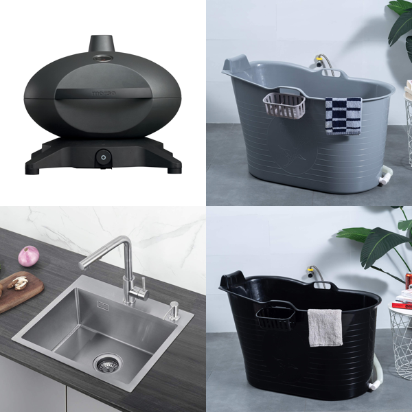 RAW Customer Returns Job Lot Pallet - Gas Grill, Kitchen Sink & Mobile Bathtubs - 5 Items - RRP €643.09