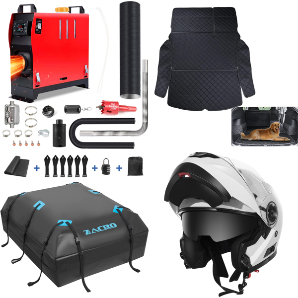 RAW Customer Returns Job Lot Pallet - Rooftop Cargo Carrier, Diesel Parking Heater, Motorcycle Helmets, Off-road LED Bar - 21 Items - RRP €1778.64