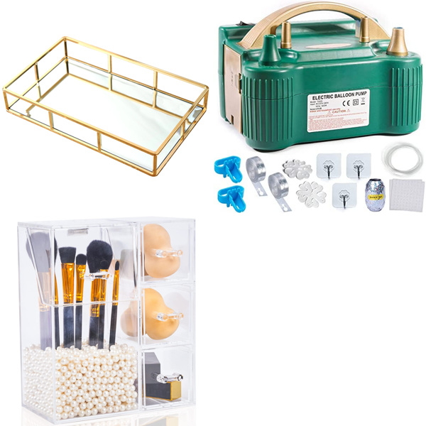 RAW Customer Returns Job Lot Pallet -  Mirror Trays, Makeup Organisers & Balloon Pumps -139 Items - RRP €3186.61