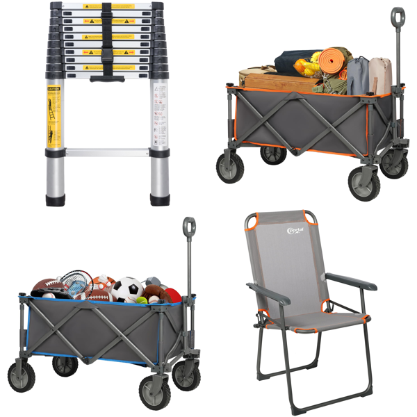 RAW Customer Returns Job Lot Pallet - Telescopic Ladders, Foldable Handcarts, Camping Chairs - 20 Items - RRP €1730.8