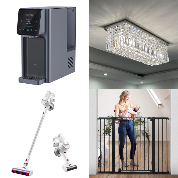 RAW Customer Returns Job Lot Pallet - Hot and Cold Water Dispenser, Crystal Chandelier, Cordless Vacuum, Fan Heaters, LED Outdoor Spotlights - 20 Items - RRP €1951.24