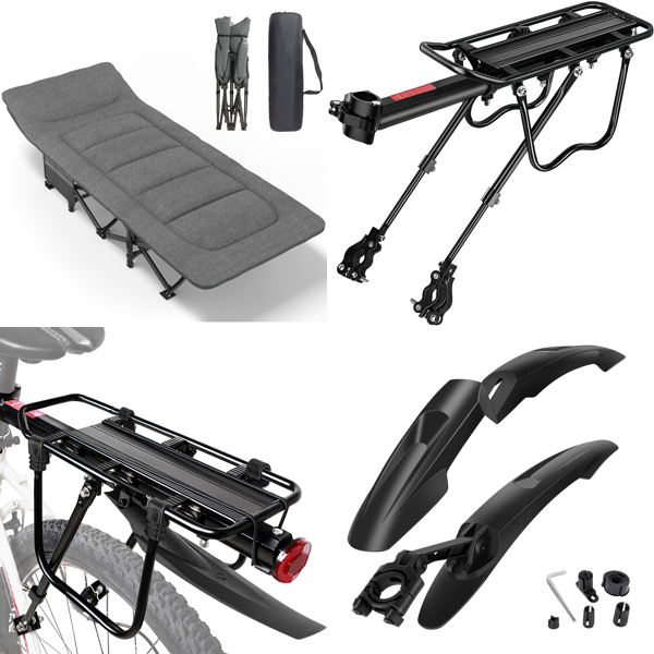 RAW Customer Returns Job Lot Pallet - Foldable Camping Cots, Bicycle Luggage Rack Set, Bicycle Mudguards - 34 Items - RRP €1737.66