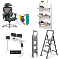 RAW Customer Returns Job Lot Pallet - Office Chair, Height Adjustable Desk, Shoe Racks & Step Ladder - 6 Items - RRP €822.06